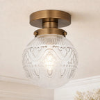 Lampa Sufitowa Vintage z Grawerowanym Kloszem Kulowym