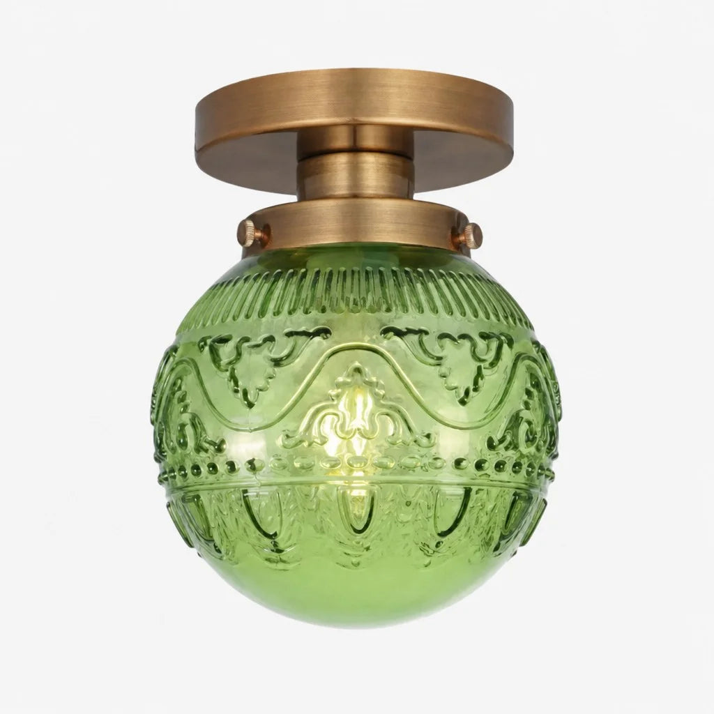 Lampa Sufitowa Vintage z Grawerowanym Kloszem Kulowym