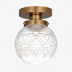 Lampa Sufitowa Vintage z Grawerowanym Kloszem Kulowym