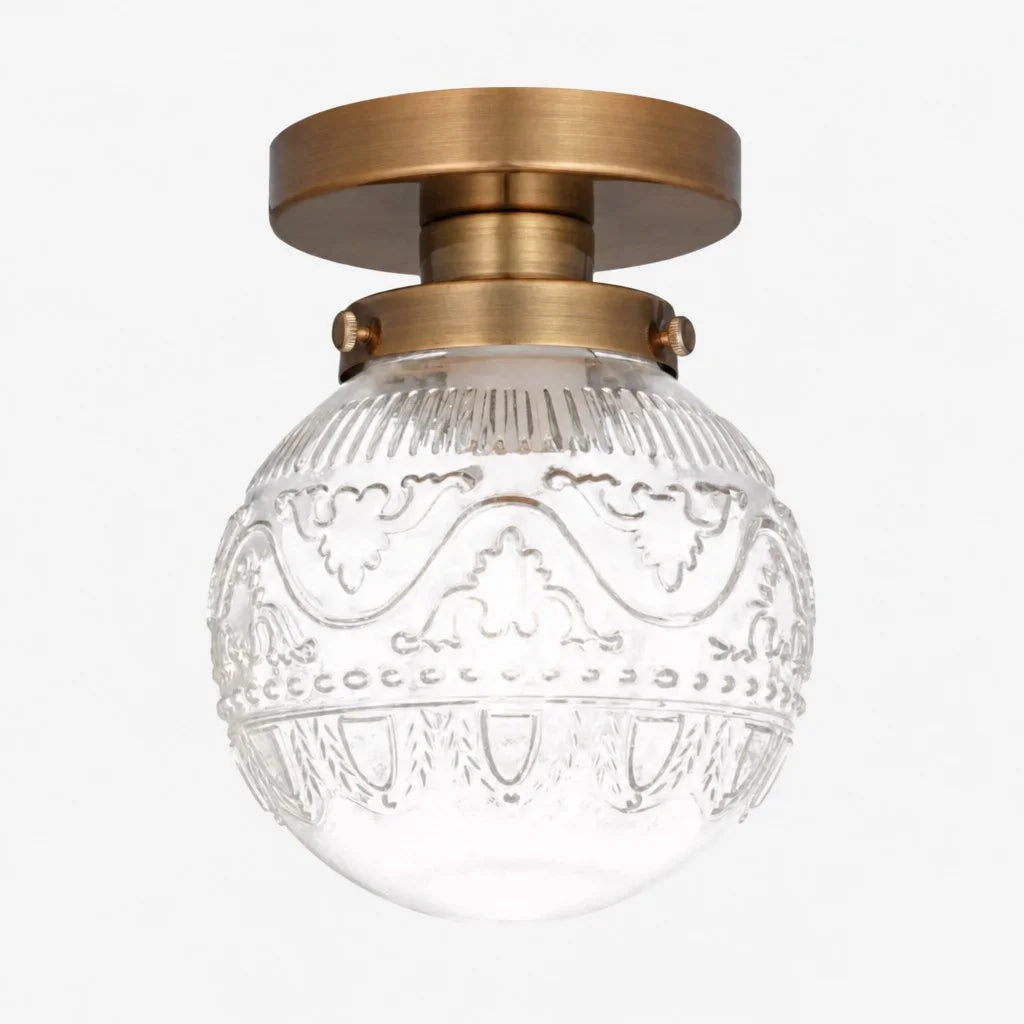 Lampa Sufitowa Vintage z Grawerowanym Kloszem Kulowym