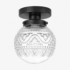Lampa Sufitowa Vintage z Grawerowanym Kloszem Kulowym