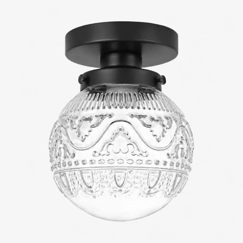 Lampa Sufitowa Vintage z Grawerowanym Kloszem Kulowym