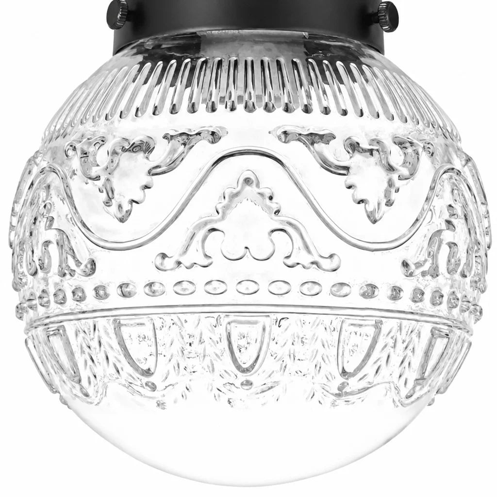 Lampa Sufitowa Vintage z Grawerowanym Kloszem Kulowym