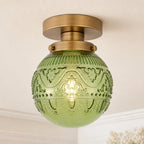 Lampa Sufitowa Vintage z Grawerowanym Kloszem Kulowym