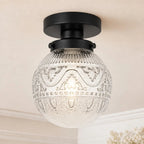 Lampa Sufitowa Vintage z Grawerowanym Kloszem Kulowym