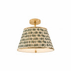 Lampa Sufitowa Vintage z Plisowanym Abażurem w Nadruk