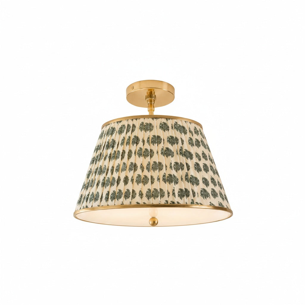 Lampa Sufitowa Vintage z Plisowanym Abażurem w Nadruk