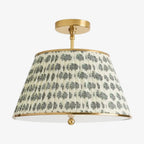 Lampa Sufitowa Vintage z Plisowanym Abażurem w Nadruk