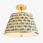 Lampa Sufitowa Vintage z Plisowanym Abażurem w Nadruk