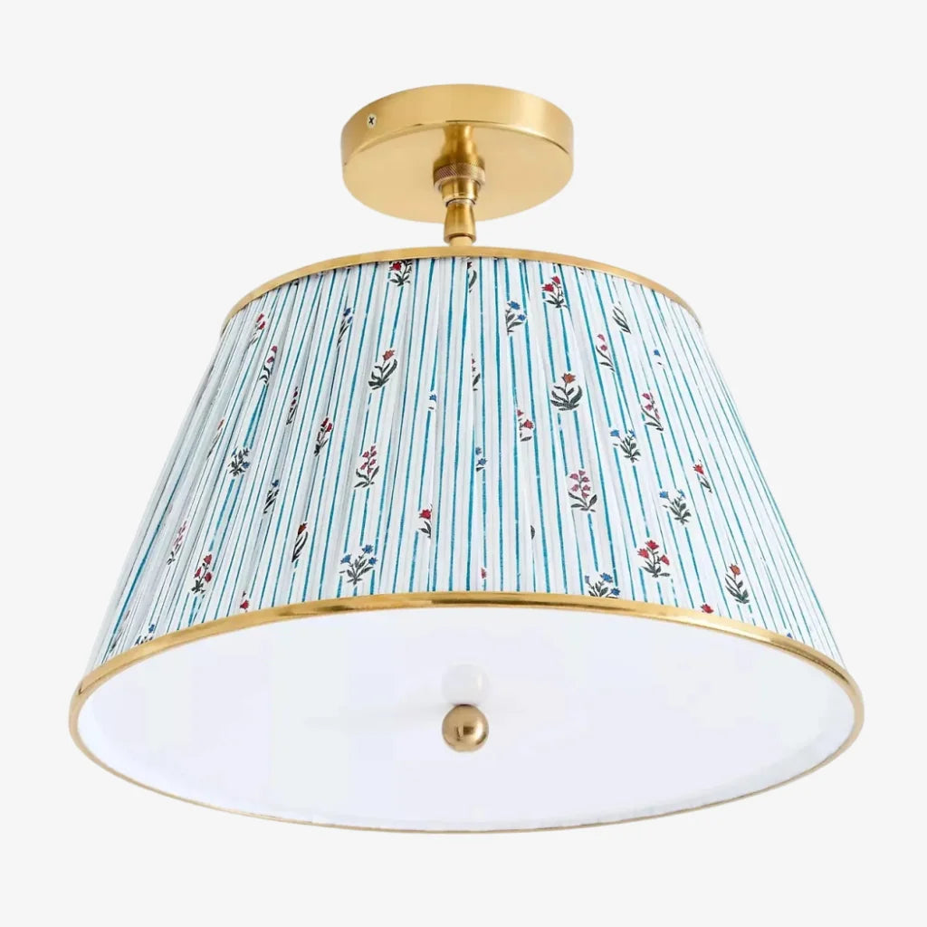 Lampa Sufitowa Vintage z Plisowanym Abażurem w Nadruk