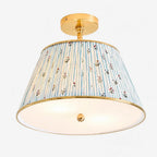 Lampa Sufitowa Vintage z Plisowanym Abażurem w Nadruk