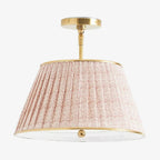 Lampa Sufitowa Vintage z Plisowanym Abażurem w Nadruk