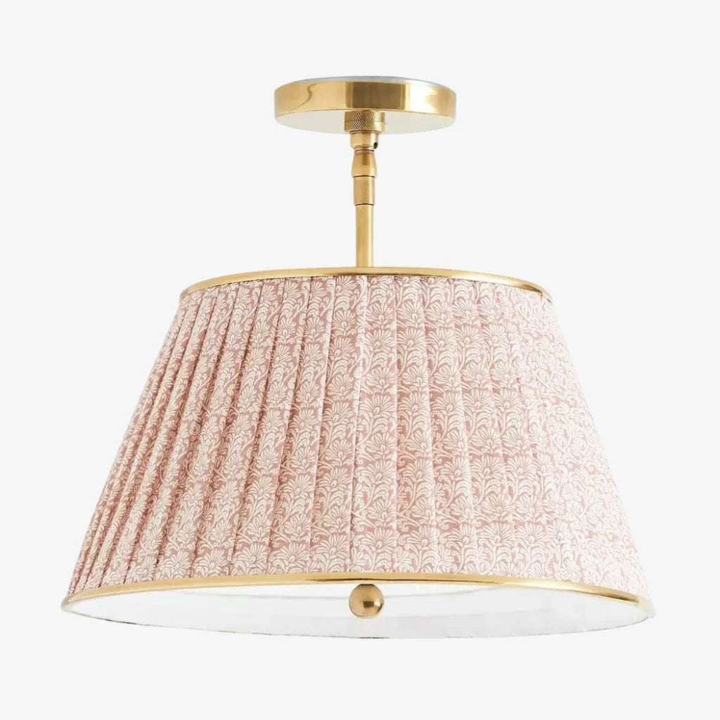 Lampa Sufitowa Vintage z Plisowanym Abażurem w Nadruk