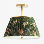 Lampa Sufitowa Vintage z Plisowanym Abażurem w Nadruk