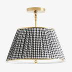 Lampa Sufitowa Vintage z Plisowanym Abażurem w Nadruk