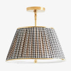Lampa Sufitowa Vintage z Plisowanym Abażurem w Nadruk