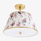 Lampa Sufitowa Vintage z Plisowanym Abażurem w Nadruk