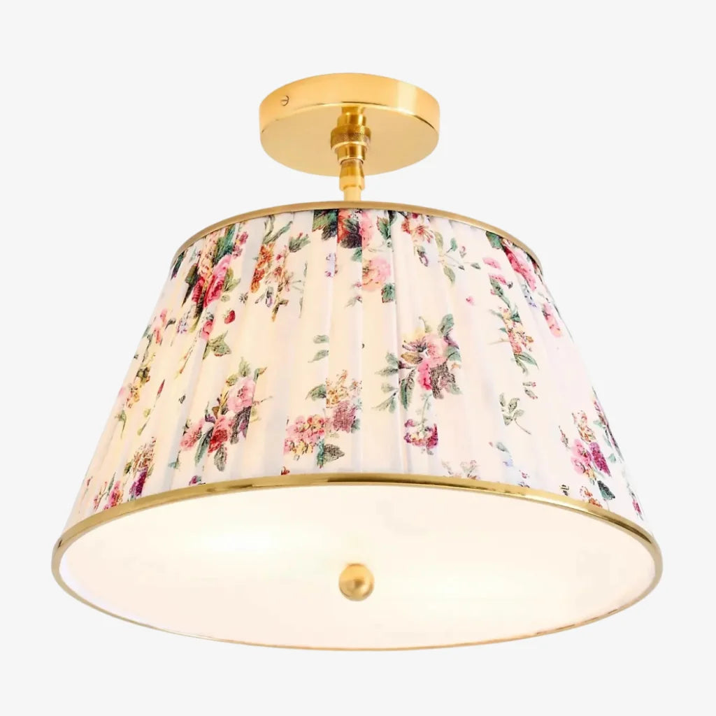 Lampa Sufitowa Vintage z Plisowanym Abażurem w Nadruk