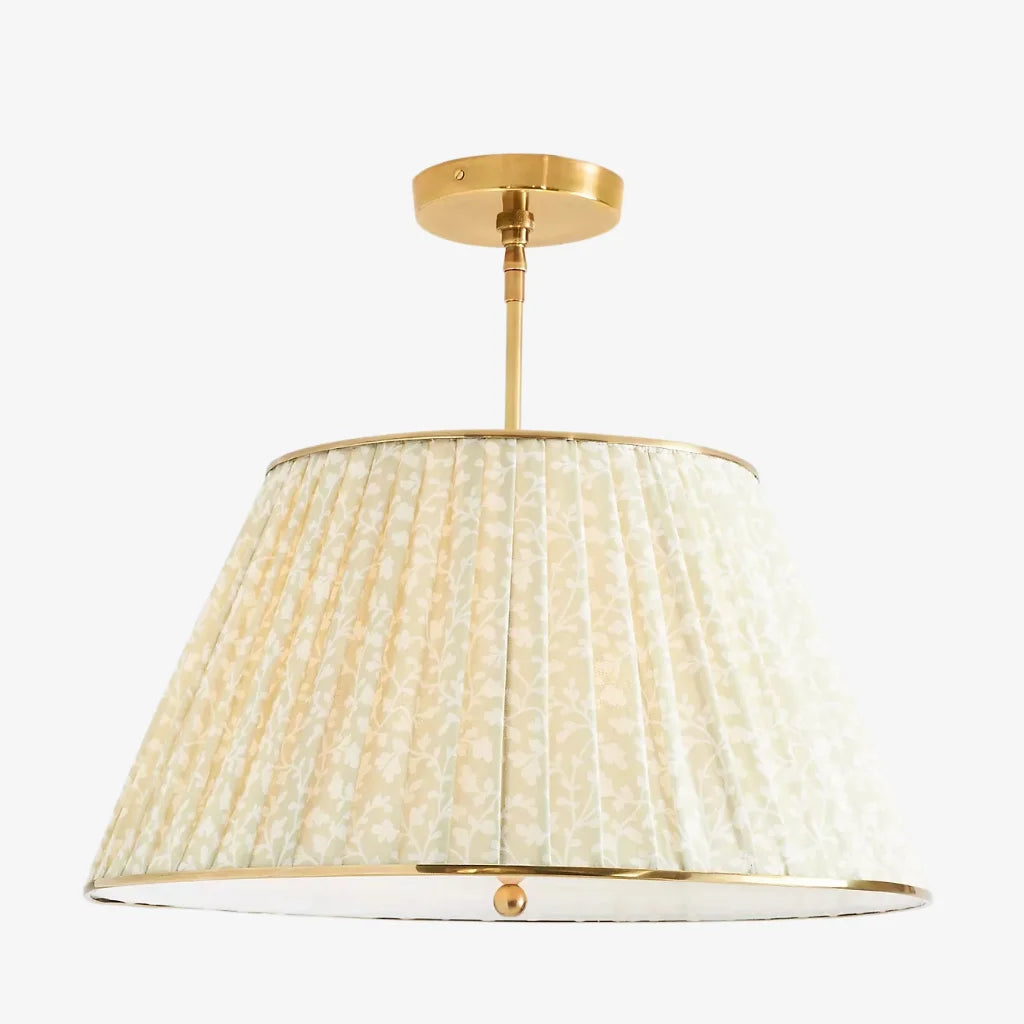 Lampa Sufitowa Vintage z Plisowanym Abażurem w Nadruk