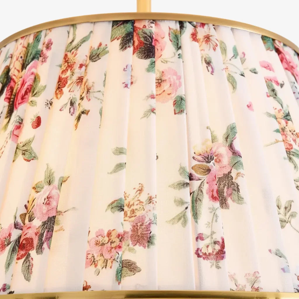 Lampa Sufitowa Vintage z Plisowanym Abażurem w Nadruk