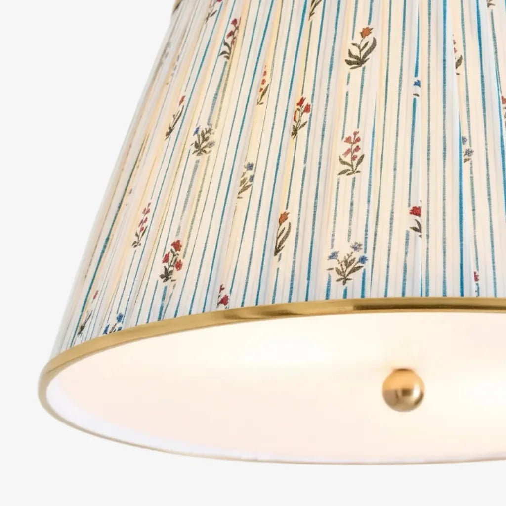 Lampa Sufitowa Vintage z Plisowanym Abażurem w Nadruk