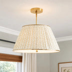 Lampa Sufitowa Vintage z Plisowanym Abażurem w Nadruk