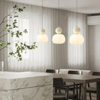 Lampa Wisząca Art Deco z Kulistym Elementem i Żeberkowanym Kloszem