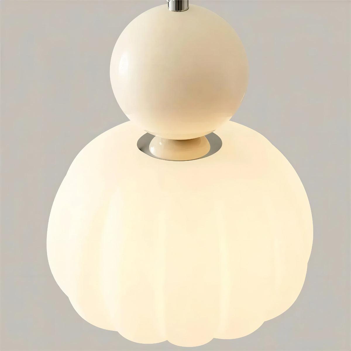 Lampa Wisząca Art Deco z Kulistym Elementem i Żeberkowanym Kloszem