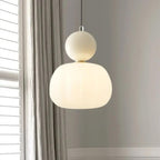 Lampa Wisząca Art Deco z Kulistym Elementem i Żeberkowanym Kloszem