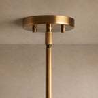 Lampa Wisząca Art Deco z Podwójnym Kloszem Szklanym i Mosiężnym Zawieszeniem