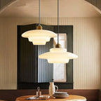Lampa Wisząca Art Deco ze Szklanym Kloszem i Mosiężnym Wykończeniem