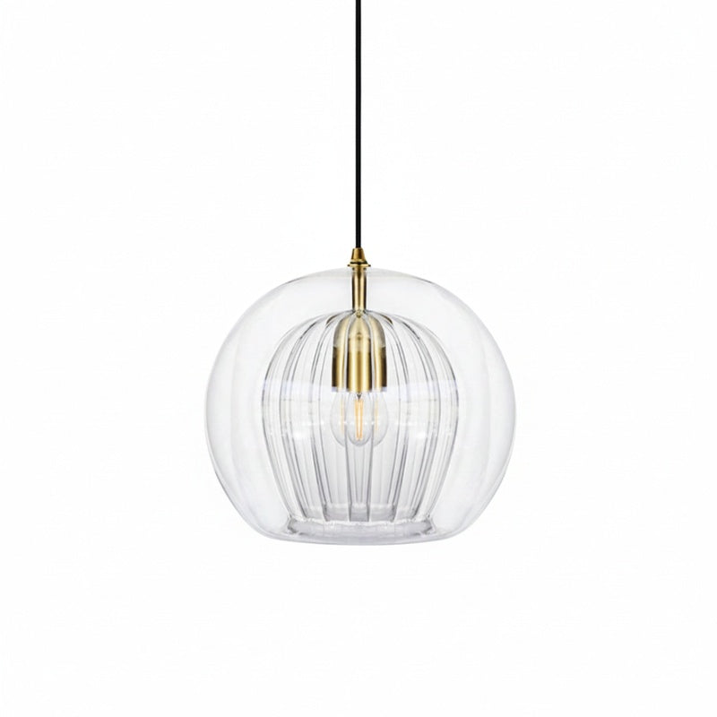 Lampa Wisząca Art Deco ze Szklanym Kloszem Kulowym i Regulowaną Wysokością