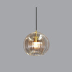 Lampa Wisząca Art Deco ze Szklanym Kloszem Kulowym i Regulowaną Wysokością
