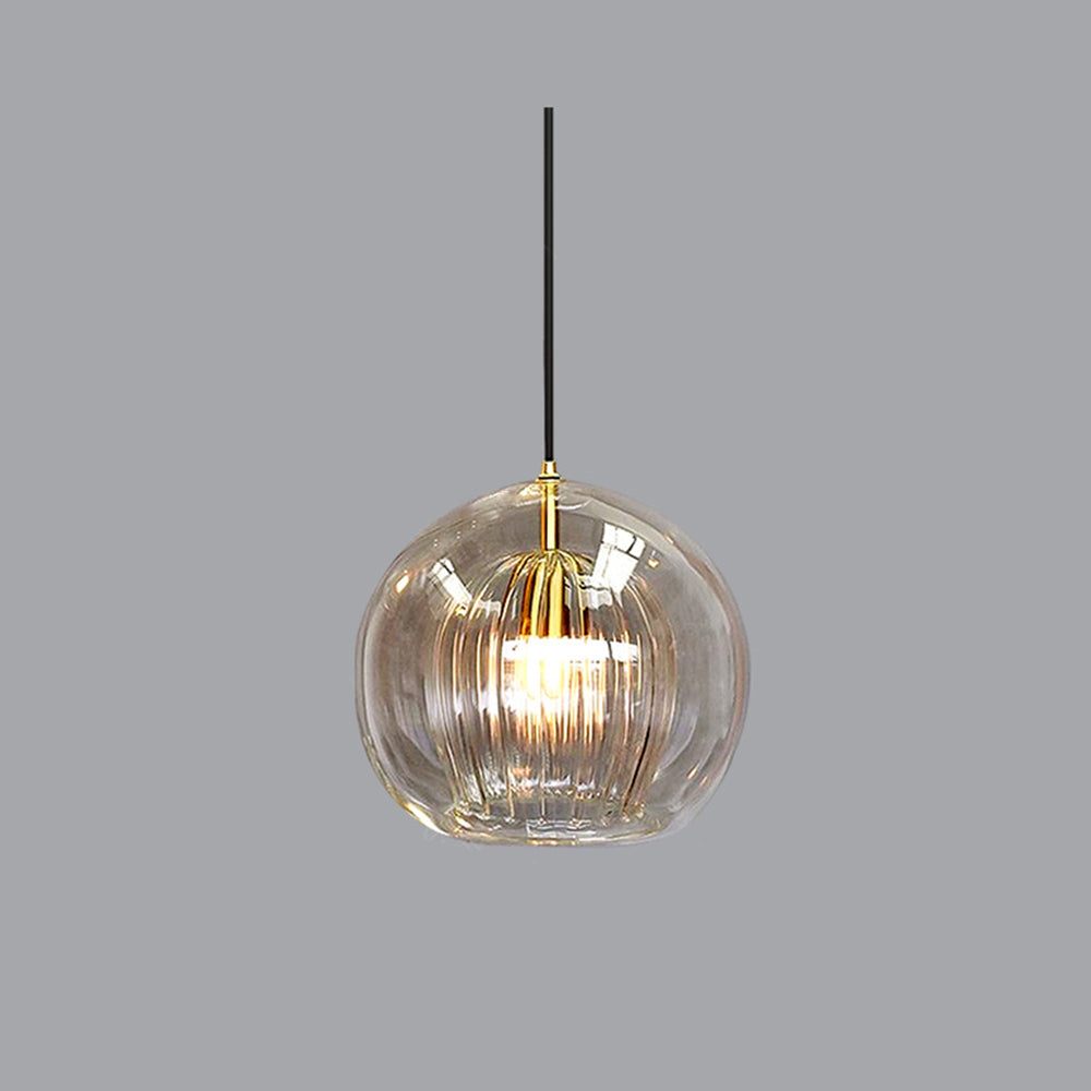 Lampa Wisząca Art Deco ze Szklanym Kloszem Kulowym i Regulowaną Wysokością