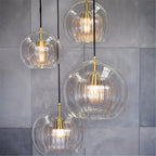 Lampa Wisząca Art Deco ze Szklanym Kloszem Kulowym i Regulowaną Wysokością
