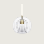 Lampa Wisząca Art Deco ze Szklanym Kloszem Kulowym i Regulowaną Wysokością