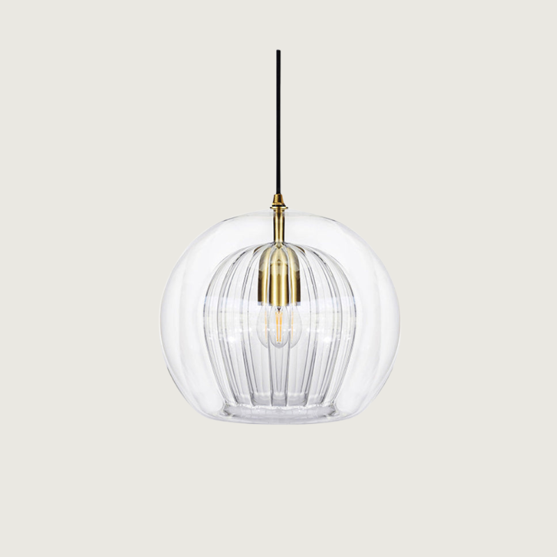 Lampa Wisząca Art Deco ze Szklanym Kloszem Kulowym i Regulowaną Wysokością