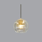 Lampa Wisząca Art Deco ze Szklanym Kloszem Kulowym i Regulowaną Wysokością