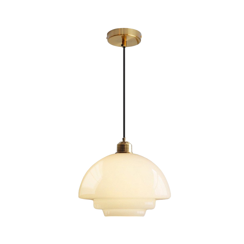 Lampa Wisząca Art Deco ze Szklanym Kloszem w Kształcie Kopuły