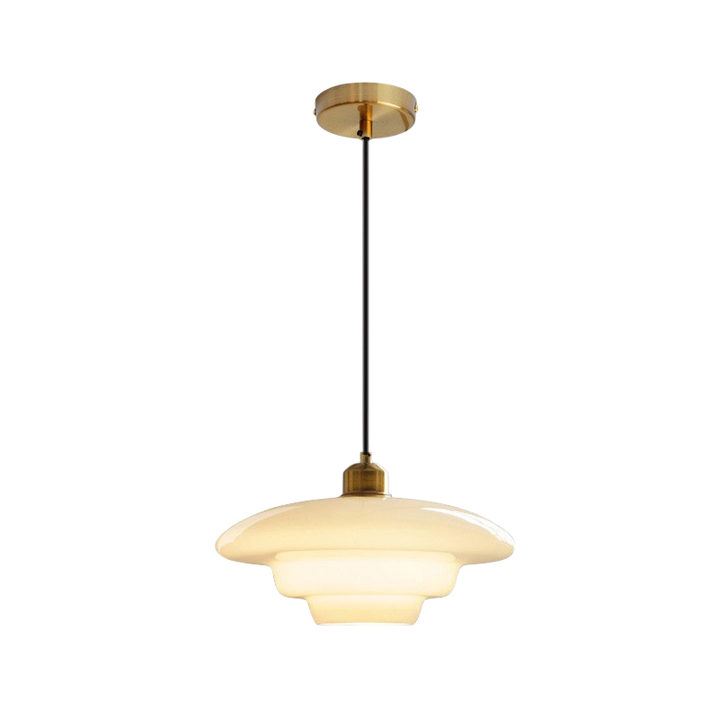Lampa Wisząca Art Deco ze Szklanym Kloszem w Kształcie Kopuły