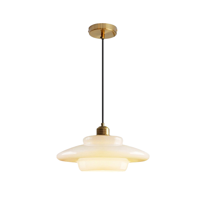 Lampa Wisząca Art Deco ze Szklanym Kloszem w Kształcie Kopuły
