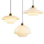 Lampa Wisząca Art Deco ze Szklanym Kloszem w Kształcie Kopuły