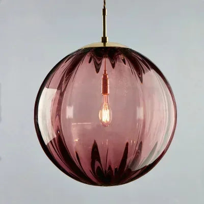 Lampa Wisząca Art Deco ze Szklanym Kloszem w Kształcie Kuli