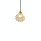 Lampa Wisząca Art Deco ze Szklanym Kloszem w Kształcie Muszli