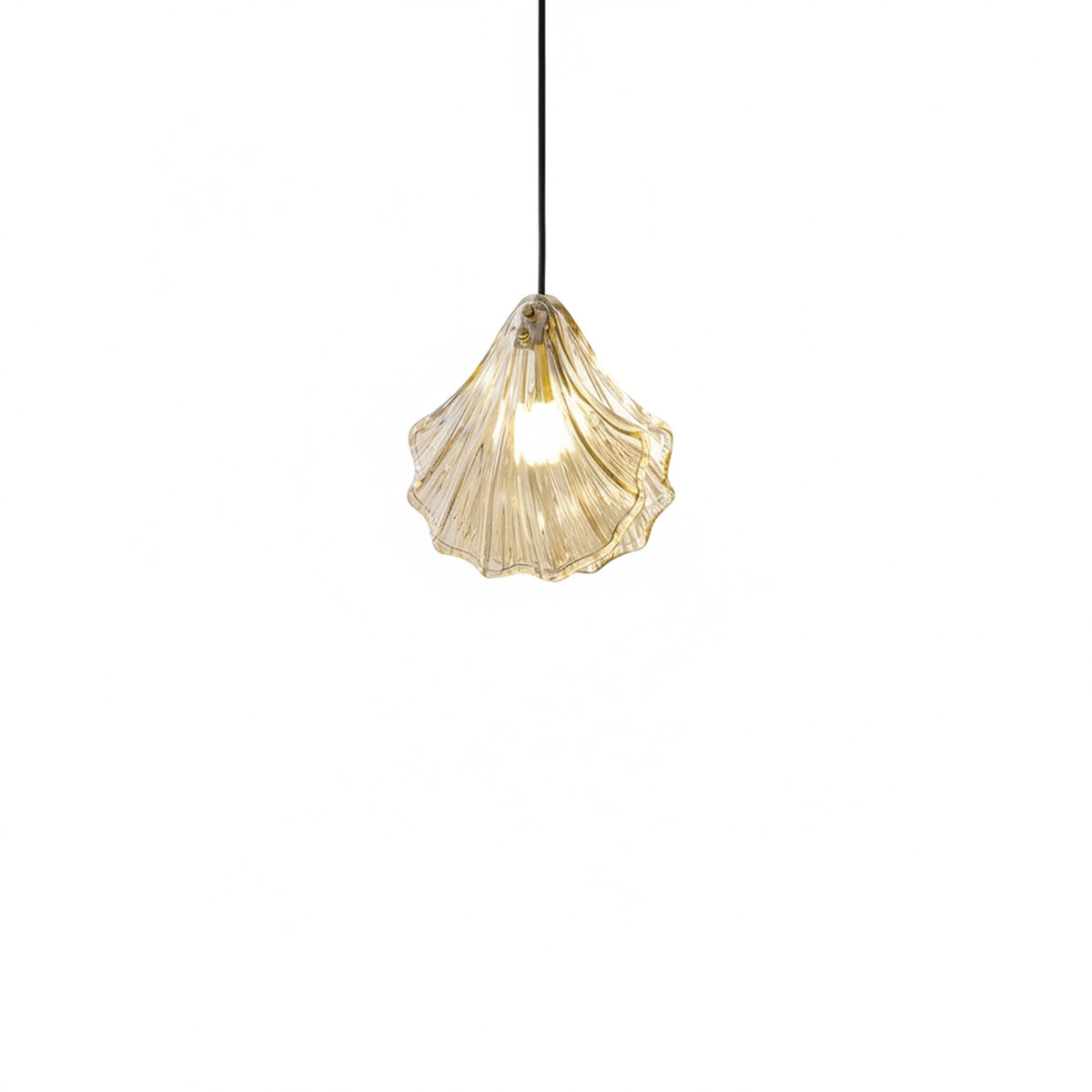 Lampa Wisząca Art Deco ze Szklanym Kloszem w Kształcie Muszli