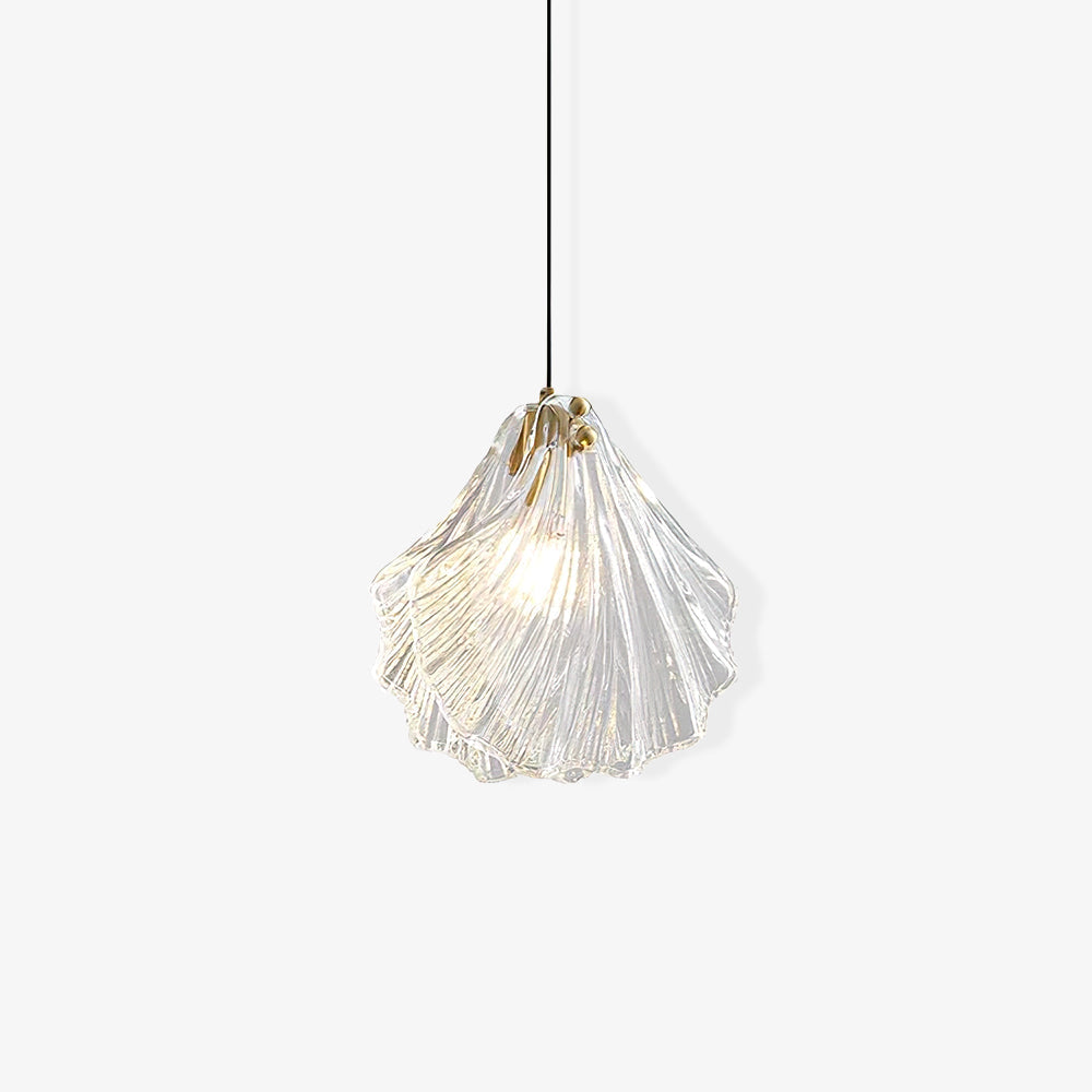 Lampa Wisząca Art Deco ze Szklanym Kloszem w Kształcie Muszli