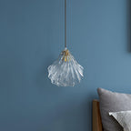 Lampa Wisząca Art Deco ze Szklanym Kloszem w Kształcie Muszli