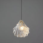 Lampa Wisząca Art Deco ze Szklanym Kloszem w Kształcie Muszli