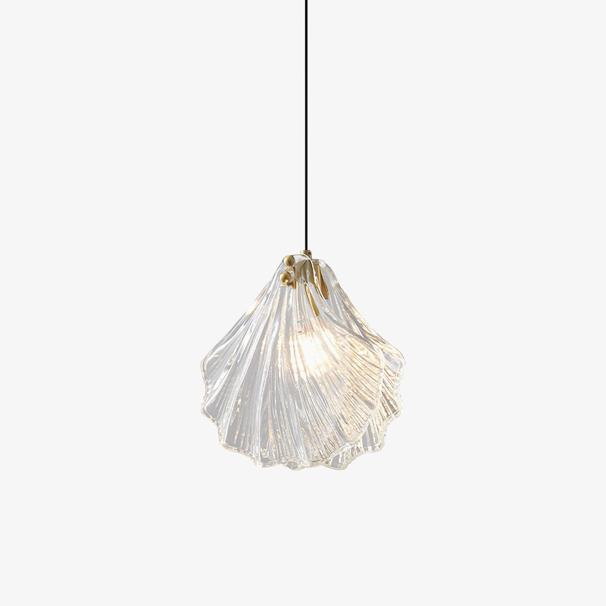 Lampa Wisząca Art Deco ze Szklanym Kloszem w Kształcie Muszli