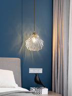 Lampa Wisząca Art Deco ze Szklanym Kloszem w Kształcie Muszli
